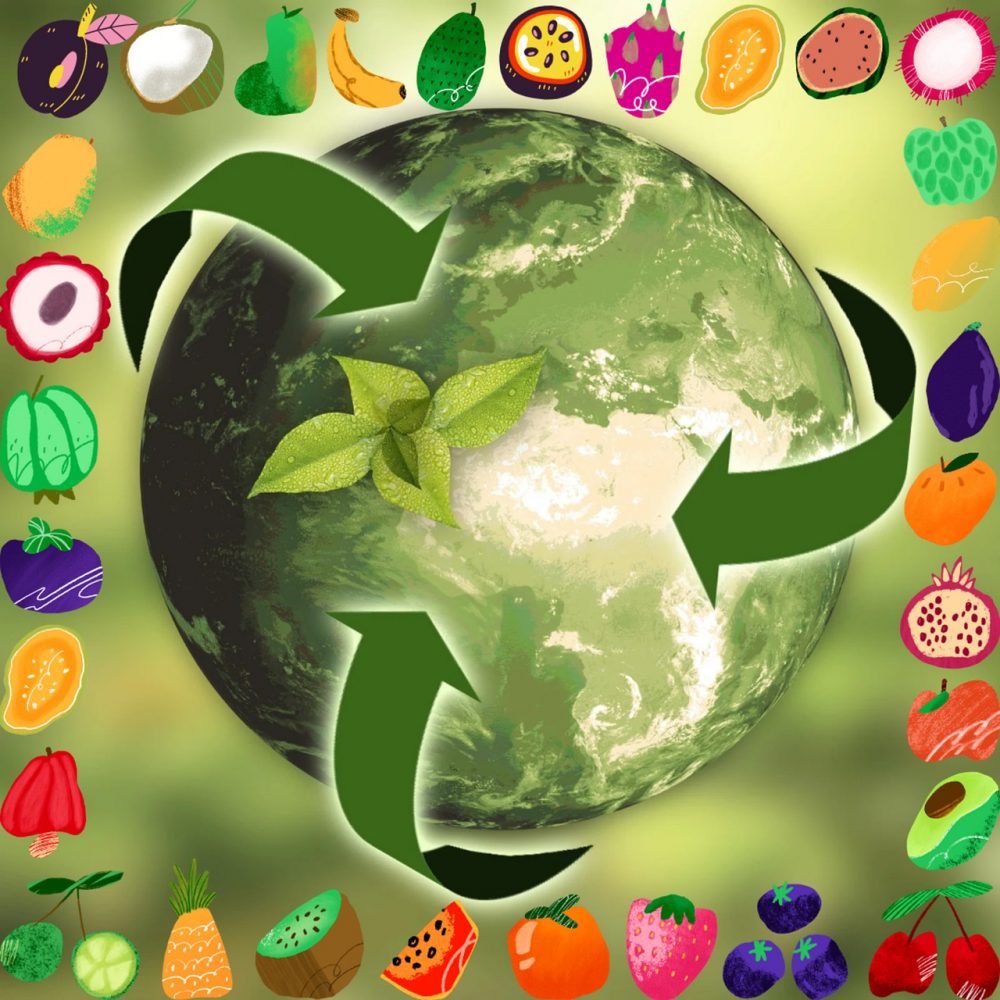 ESG Beliefs: Piture by Yolanda Diaz Tarrago from Pixabay shows green world with fruits