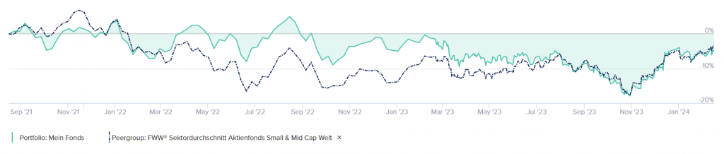 Small-Caps Illustration durch Benchmark meines Fonds mit einer Peergroup