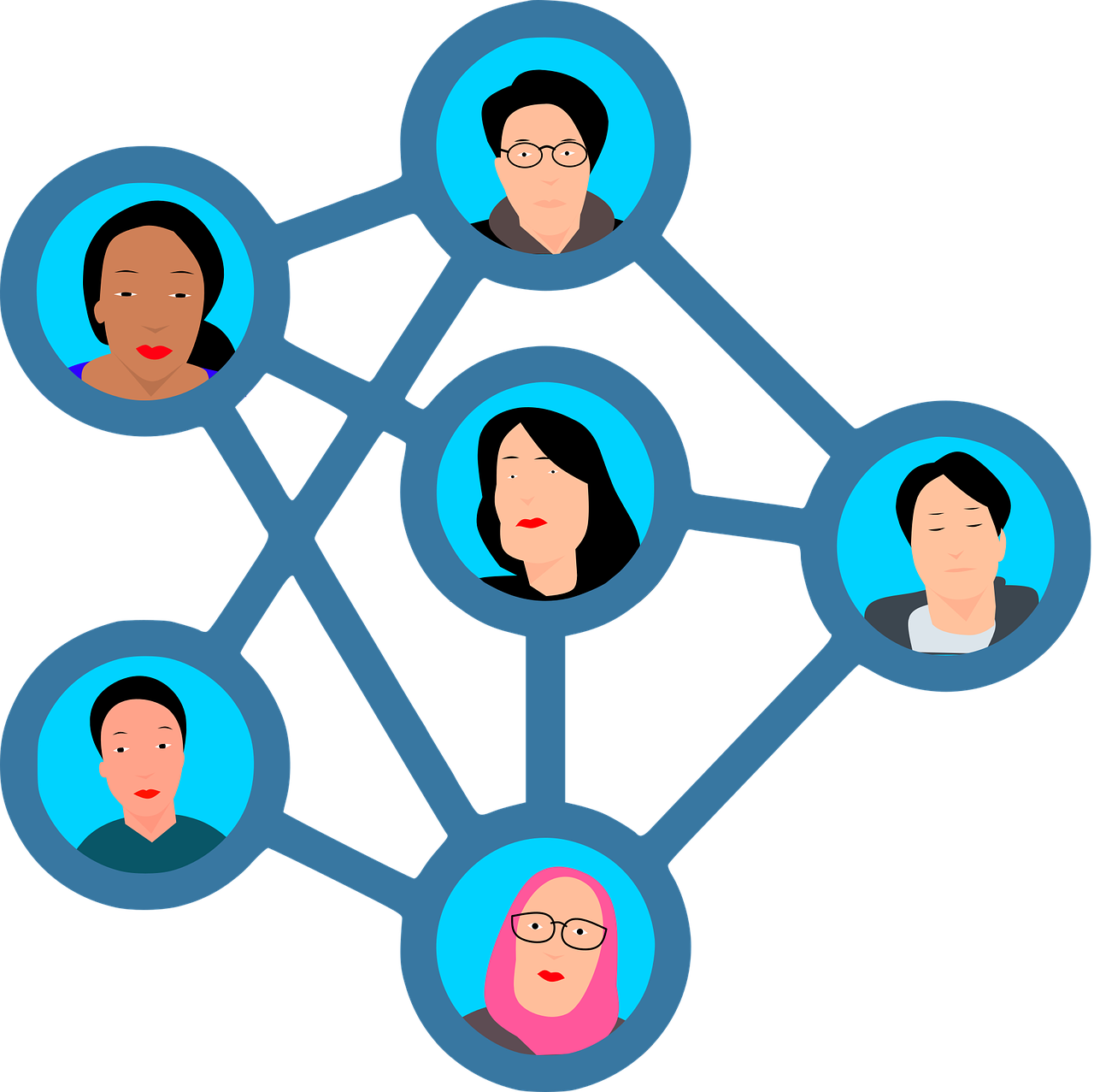 Several connected employees as picture for employee engagement